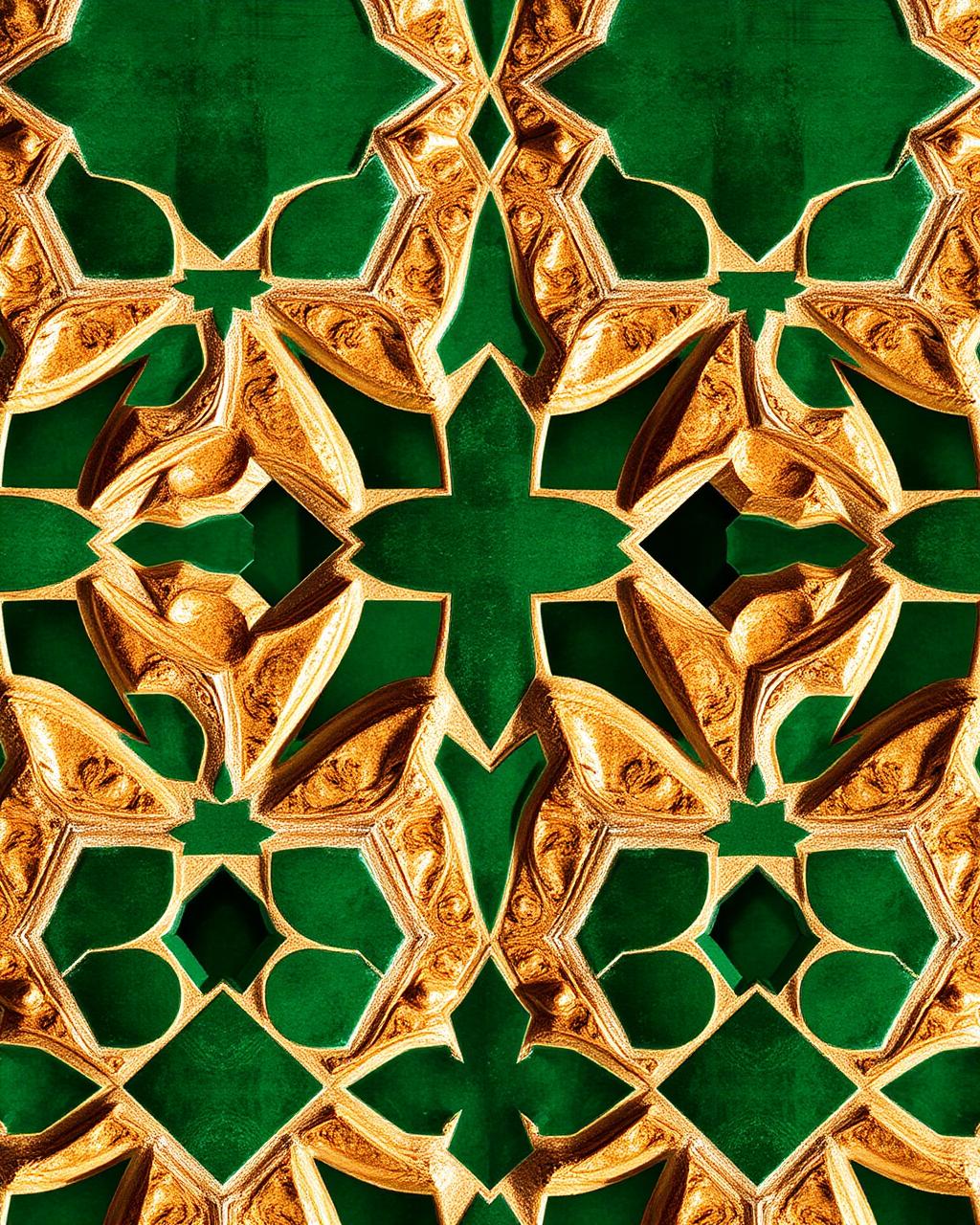 Mosaico andalusí en verde y oro